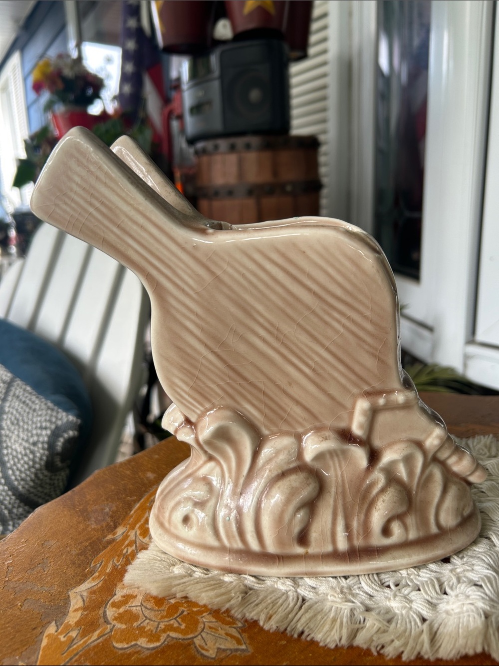 Neutral Ceramic Paddle Wall Art Accent - Unbranded Beige Home Sculpture